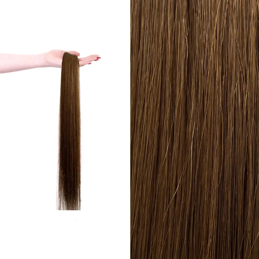 Premium gdollshair extension sample showcasing Amercano with silky smooth texture for flawless hair transformations.