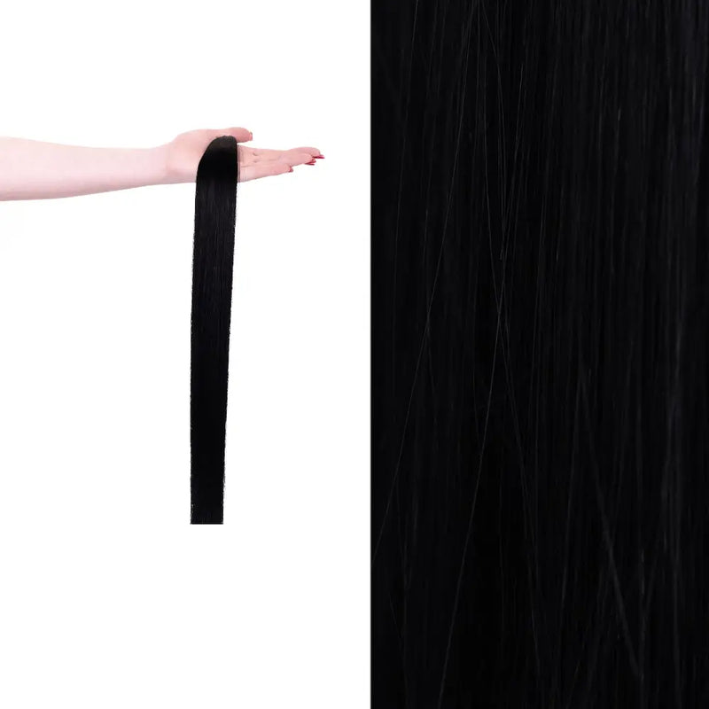 Premium gdollshair extension sample showcasing Black Espresso with silky smooth texture for flawless hair transformations.