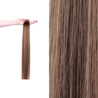 Premium gdollshair extension sample showcasing Choco Latte with silky smooth texture for flawless hair transformations