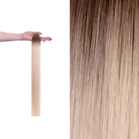 Premium gdollshair extension sample showcasing Frappe with silky smooth texture for flawless hair transformations.