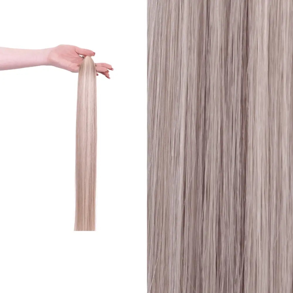 Premium gdollshair extension sample showcasing Iced Cappucino with silky smooth texture for flawless hair transformations.
