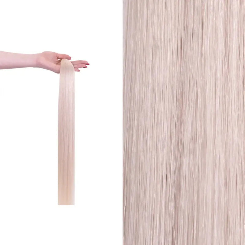 Premium gdollshair extension sample showcasing White Latte with silky smooth texture for flawless hair transformations.
